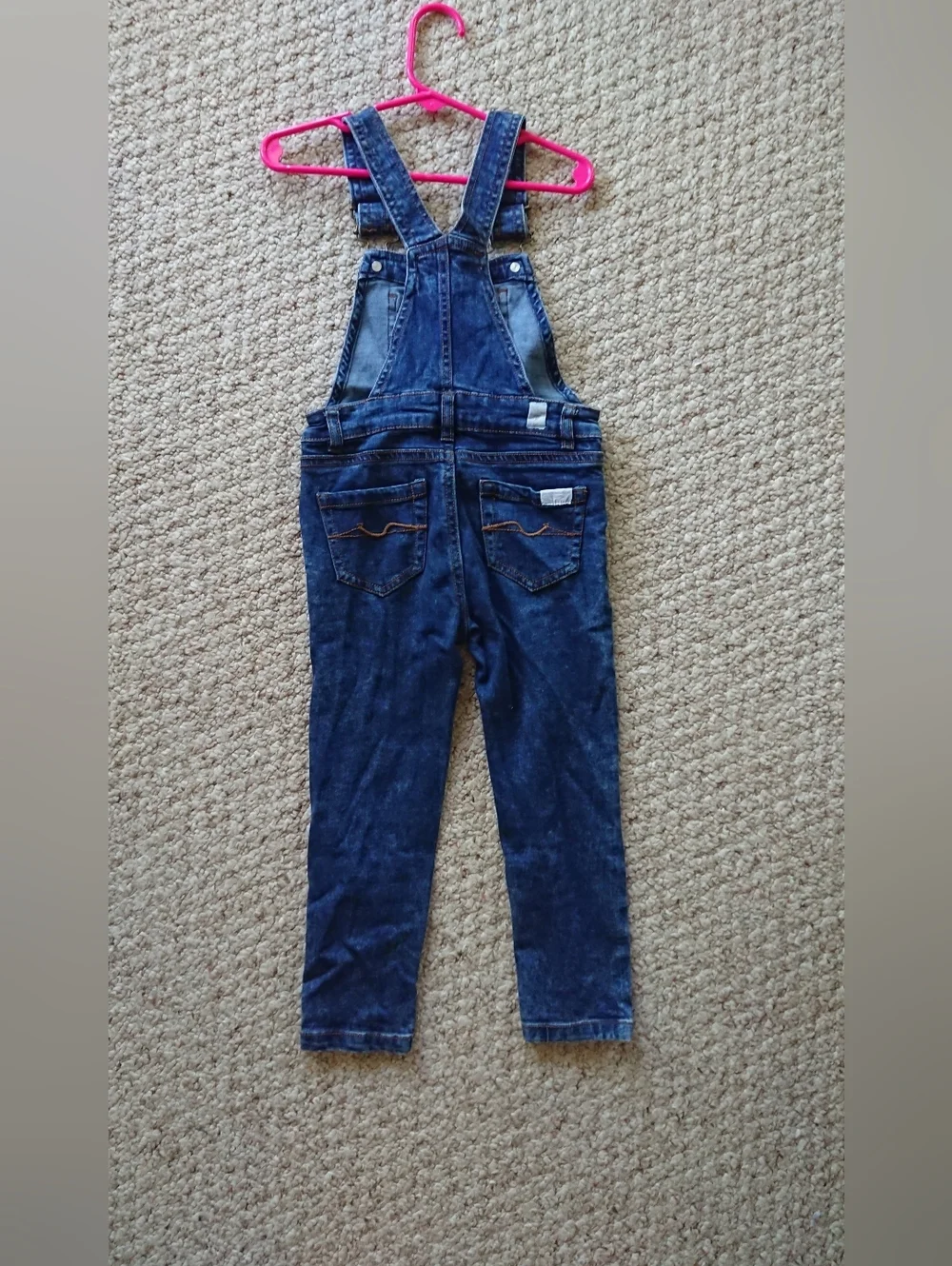 7 For All Mankind Toddler Girls Dark Wash Denim Overalls Size 4T